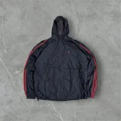 adidas トラックジャケット ウィンドブレーカー 刺繍ロゴ L 黒×赤