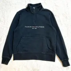 トミーヒルフィガー　ハーフジップ　トレーナー　Sサイズ　黒　裏起毛