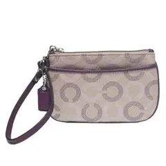コーチ ポーチ リストレット COACH パープル グレージュ 美品