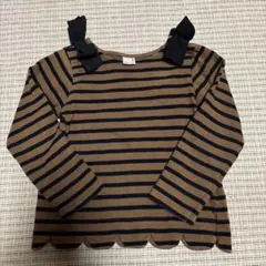 リボン付きストライプ長袖カットソー 120cm