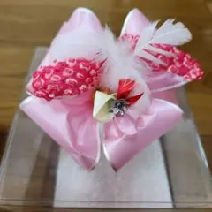 《七五三関連》ピンク飾りリボン 髪飾り