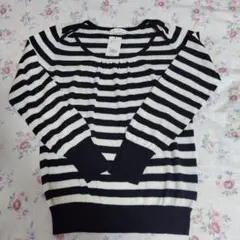 earth　music＆ecology　黒と白のボーダー長袖ニット