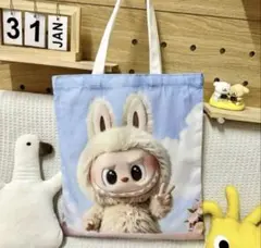 ラブブ トートバッグ　Labubu 大　約40x35cm 後は無地です