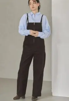 アメリカンホリック　ブラックコーデュロイサロペット