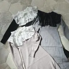 evelyn リボンニットロングOP グレー