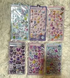 ボンボンドロップシール6枚セット 3Dシール 立体 夜光 ぷくぷくシール