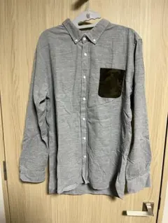 グレー 長袖シャツ 迷彩ポケット