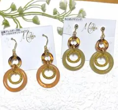 アクリル×英字柄の3連フープピアス/イヤリング ピンク グリーン クリアマーブル