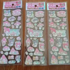 サンリオ マイメロディ キラキラぷっくりシール3枚:ダイカット/2015年製