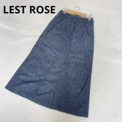 LEST ROSE レストローズ デニム 台形 ロングスカート 無地 ネイビーのサムネイル