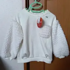 ●新品　ホワイト ボリュームスリーブ トレーナー 100