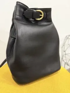 【美品】オールドコーチ COACH ブラックレザー 巾着型ショルダーバッグ