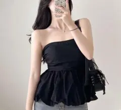 ⭐️SALE⭐️ペプラム ベアトップ ブラック
