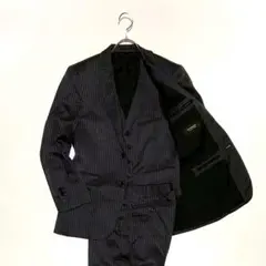 美品 バーバリーブラックレーベル 3ピース スーツ グレー ストライプ 36R