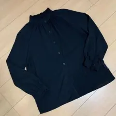 レディースGRLグレイルシアーフリル付きブラック長袖シャツ