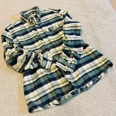 美品メンズ♠︎シンプルシテェプリュス♠︎長袖ネルシャツ [XL] 緑 青 綿ゆったり