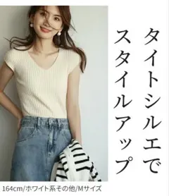 SAISON DE PAPILLON リブニット サマーニット 接触冷感 美品のサムネイル