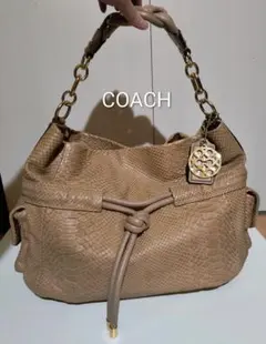 COACH パイソン 本革 2way ショルダーバッグ 肩掛け可能ゴールド金具