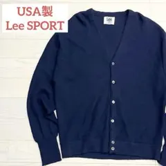 Lee SPORT 90s USA製 XL アクリルニットカーディガン ネイビー