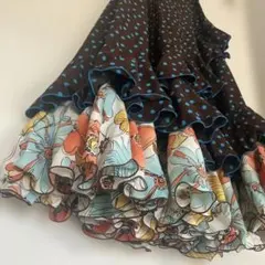 IBERIA.S.A フラメンコ HERMOSA⭐️フリル付き茶色水玉　花柄フレア