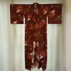 浴衣　兎 梅柄 臙脂色のサムネイル