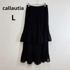 callautia プリーツティアードスカート ブラック ティアードスカート Lのサムネイル