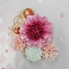 髪飾り　ダリア　7点セット 夏祭り　浴衣　着物　成人式