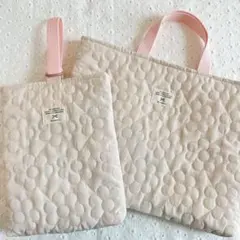 【356】レッスンバッグ シューズケース 図書バッグ 女の子 花柄キルト