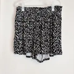 terra & sky ブラック・ホワイト ショートパンツ 総ゴム【XL】