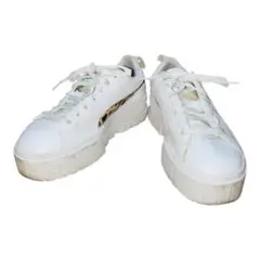 PUMA プーマ 厚底スニーカー/合成皮革/23.5/白/レパード柄/レディース