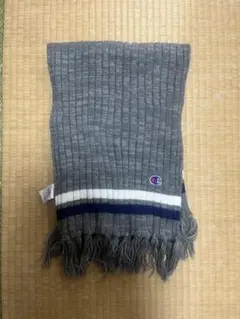 Champion チャンピオン ニットマフラー グレー ロゴ フリンジ 防寒 冬