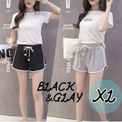 新品・:* ショートパンツ XL ブラック グレー 2枚組 ルームパンツ 韓国
