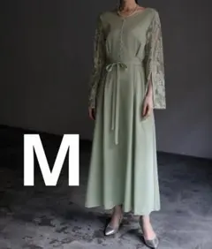 【Girl】結婚式　お呼ばれ　ドレス　ロング カシュクール レース M