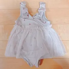 水色チェリー柄ベビー水着 80