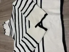 ストライプ柄 長袖ニットセーター