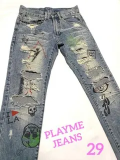 PLAYME JEANS プレイミージーンズ ダメージ 落書き スタッズ 29