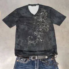 完売品✨TORNADO MART ムラ転写リリー刺繍風プリントTシャツ y2kのサムネイル