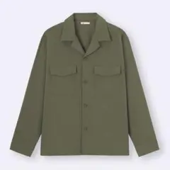 【新品未使用✴︎匿名発送】GUダブルポケットオープンカラーシャツ M オリーブ