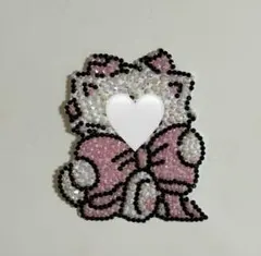 うちわデコパーツ ネコ ピンク リボン