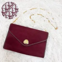 極美品 クリスチャンディオール チェーンショルダーバッグ ゴールド金具 スエード