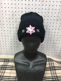 Y2K 00's古着 Sanrio キティちゃん 雪の結晶 刺繍 ニットビーニー