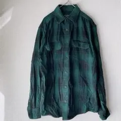 Faded Glory チェック柄 ネルシャツ グリーン×ブラック S（M相当）