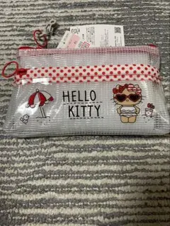 ハローキティ 透明ポーチ 赤い水玉