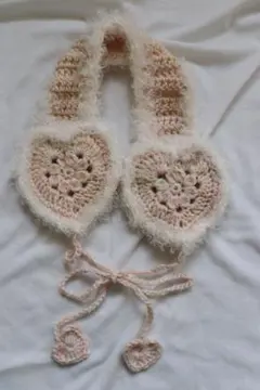 ハートのイヤーマフ　かぎ編み　ハンドメイド 耳あて