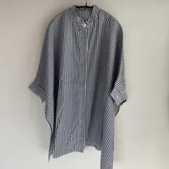 完売品✨ENFOLD サテンストライプ ワイドスリーブ ビック シャツ 38 紺 