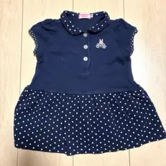 ホットビスケッツ　ミキハウス　80センチ　ベビー服　ワンピース　ドット　ネイビーのサムネイル