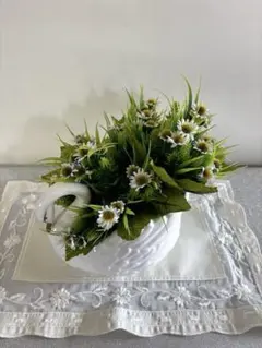 スワン　陶器　小物入れ　置物　インテリア　アーティフィシャルフラワー　部屋飾り