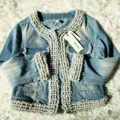 【未使用タグ付】ROYAL PARTY パール付デニムジャケット Gジャン S