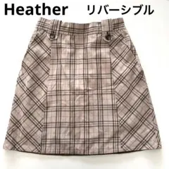 Heather ヘザー　ミニスカート　リバーシブル　チェック　Sサイズ