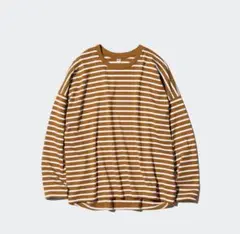 【ユニクロ】スムースコットンリラックスボーダーTシャツ　M